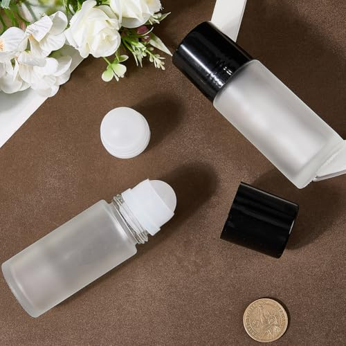 GORGECRAFT Flacon Roll on Vide 2 flacon Roller en Verre Dépoli pour Huiles Essentielles 50ml Vide Réutilisable pour Déodorant Anti Fuite Rechargeable Petit Format pour Voyage Parfums et Cosmétiques