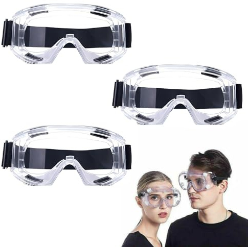 KARELLS Vollsichtbrille,Schutzbrille Antibeschlag,3 PCS Schutzbrille,Arbeitsschutzbrille,Staubschutzbrille,Antibeschlagbrille,für Labor,Lackieren,Schleifen