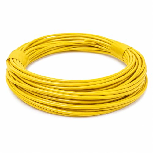 Dun-Bri 1.0mm² Single Core Thin Wall Automotive Cable, Yellow, 10m, Stranded Copper PVC Wire for 12V/24V Vehicle Wiring