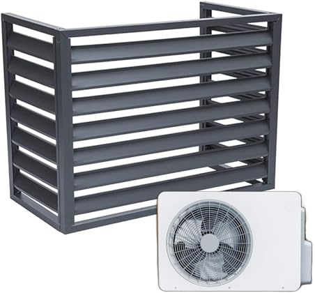 Unmjgybc Copertura per Condizionatore d'Aria Esterno in Alluminio Grigio Senza Couv 100×50×70(1.5P) - Resistente alla Ruggine Impermeabile Facile da Montare - Per Giardino Balcone e Patio