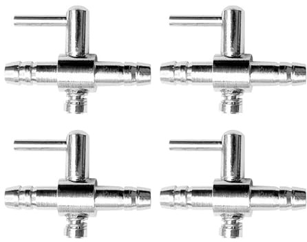 BroLuka Lot de 4 Robinet de Réglage d'air pour Aquarium en Acier Inoxydable - Robinet à Sens Unique avec Levier pour Régulation Précise de Pompe à Air et Distribution Multi-Sorties