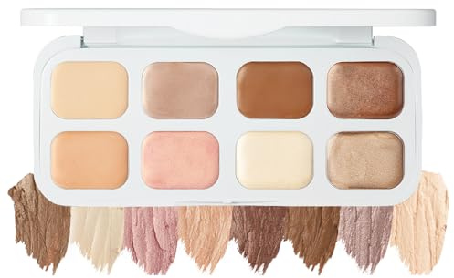 Highlighter & Contouring Palette, 8 Farben Matte Creme Bronzer Shimmer Highlighter Make Up, Langlebig & Wasserfest Contour Schminke Palette, Braun Lidschattenpalette, Hohe Pigmentierung, Leicht Textur