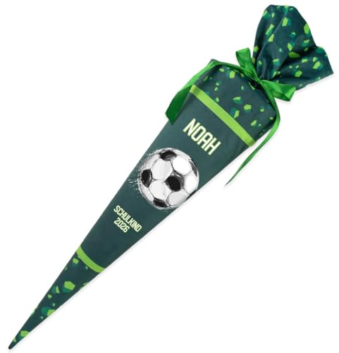 Dein Lieblingsteil Deine Schultüte aus Stoff Kuschel Velvet Wunschmotiv individualisierbar mit Wunschname personalisierbar 70 cm 85 cm – Jungs (Modell 16: Fußball, 70 cm ohne Kissen)