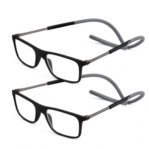 2 Stück Leichte Lesebrille mit Magnetverschluss Nackenband für Damen Herren