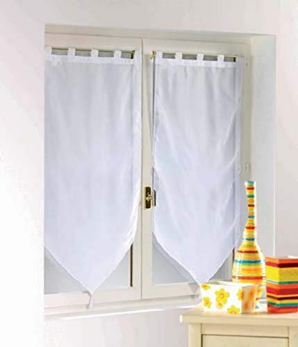 Douceur d'Intérieur, Paire de Voilages à Passants (2 x 60 x 120 cm) Voiline Blanc, Voile