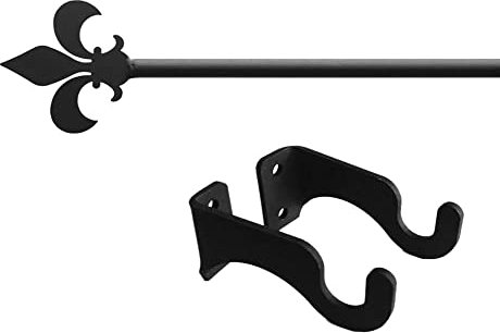 Village Schmiedeeisen 88,9 cm Fleur de Lis Gardinenstange klein, schwarz, S
