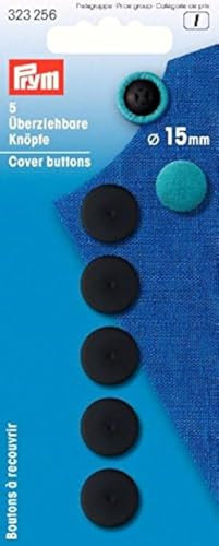 Prym Black Plastic 15mm Cover Buttons (5pc), 14 x 6 x 1 cm