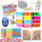 Kit di melma fai da te - Giocattoli per bambini, melma fai da te con 12 colori di melma di cristallo, melma d'uovo, palline di schiuma