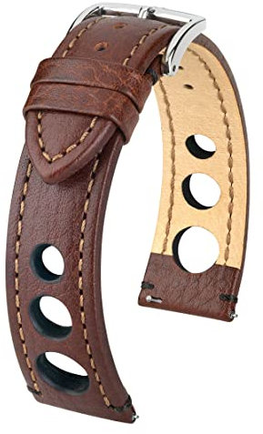 HIRSCH Unisex Uhrenarmband Büffelkalb Modell Rally 20 mm Braun