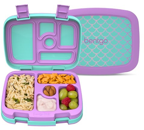 Bentgo Kids Prints Lunchbox für Kinder im Bento-Stil, auslaufsicher, 5 Fächer, ideal für Portionsgrößen für 3- bis 7-jährige Kinder, BPA-freie und lebensmittelechte Materialien