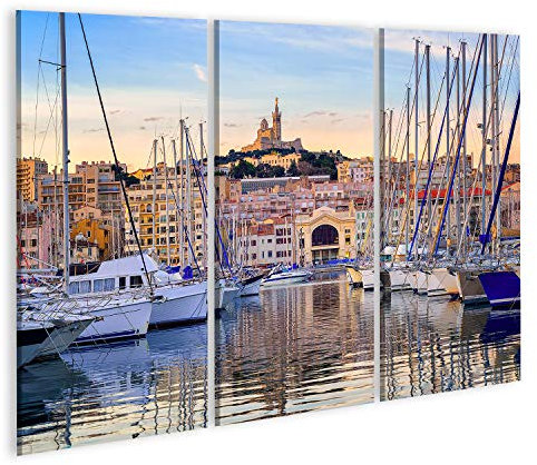 islandburner Bild auf Leinwand Yachten Alter Hafen Marseille Frankreich Reflektierendes Stilles Wasser Unterhal Bilder Wandbilder Poster