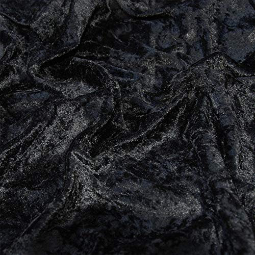 Premium Crushed Velvet Stretch Velour Fabric 150cm 59 Wide for Upholstery Dress Craft Drape Curtain Bed Headboard Material by The Meter by Discount Fabrics LTD (Black)