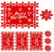 HOWAF Tischset Weihnachten Platzset abwaschbar aus Filz 4er Set, Rot Schneeflocke Motiv Tischuntersetzer, 4 Platzdeckchen Weihnachten 34x26cm + 4 Filzuntersetzer für Weihnachts Tischdeko Weihnachten