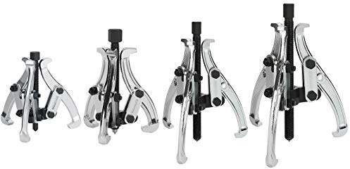 DURATECH 4-Piece 3-Jaw Gear Puller, 3, 4, 6, 8, Removal Tool for Gears, Pulleys, Bearings and Flywheels, Fully Assembled, CR-V Steel