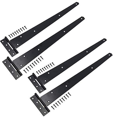 Lot de 4 Charnières en T très résistantes pour Portes, Portails, Charnière de Porte avec vis de fixation 450 mm