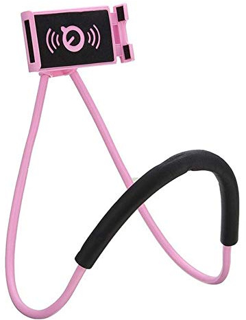 Haoxuann Cell Phone Holder, Universal Smart Mobile Phone Stand,Hanging on Neck Cell Phone Mount Holder(360 Rotating) Multiple Functions Flexible Lazy Bracket (Pink)