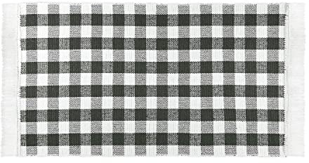 Küchenläufer Anthrazit Kariert 50 x 100 cm aus 100% Baumwolle • Küchenläufer waschbar und robust • Teppich für Küche, Flur, Wohnzimmer - Indoor und Outdoor