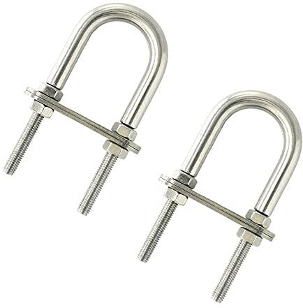 2 piezas M8 x 100mm pernos en U redondos,Accesorios de pernos en U de hardware de alta resistencia,304 pernos en forma de U de acero inoxidable con tuercas y placas U pernos