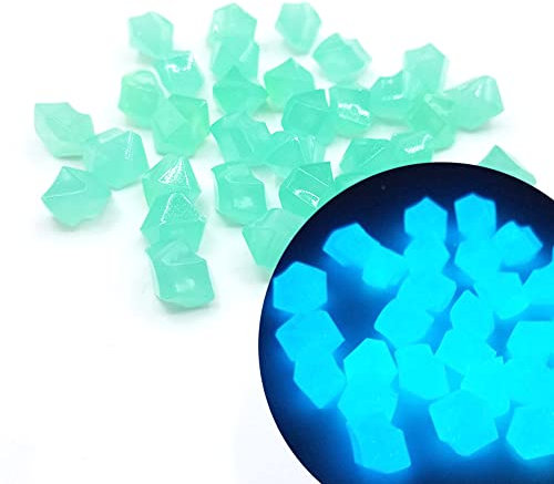 300 Stück Leuchtsteine Deko Aquarium Steine Leuchtende Kies Dekosteine Natur Gartendeko Deko Steine für Garten Terrarium Gehwege Blumenbeet Terrasse Beete Rasen Kinderzimmer Dekor Pflanzen,Baby Blau