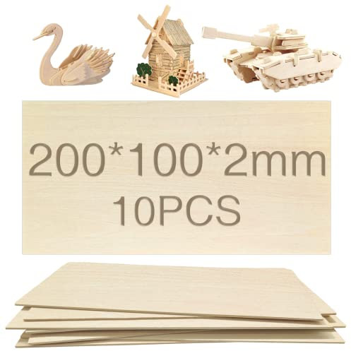 OWLKELA 10pcs 200 * 100 * 2mm Contreplaqué, DIY Fait Main, Pyrogravure, Planche de Bois Modèle Avion, Plaque Bois
