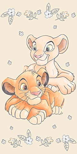 König der Löwen Duschtuch Strandtuch Badetuch Simba und Nala für Kinder, Erwachsene 70 x 140 cm 100% Baumwolle