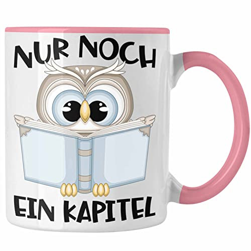 Trendation - Leseratte Geschenk Tasse Nur Noch Ein Kapitel Bücher Lesen Bücherwurm Geschenk Spruch Lesen (Rosa)