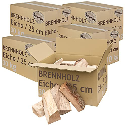 Brennholz Kaminholz Holz Eiche 5-500 kg Für Ofen und Kamin Kaminofen Feuerschale Grill Feuerholz Holzscheite Wood 25 cm kammergetrocknet flameup, Menge:150 kg