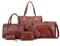 GONGKANGYUAN Damen Handtasche Set 6teilig, Schultertaschen Set Shopper UmhäNgetasche Geldbeutel Tote Taschen Henkeltaschen Clutches GeldböRsen SchlüSselhalter Shoulder Bag (Braun)