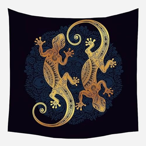 Wandteppich Zeichnung Wandbehänge Tuch Gold Tarot-Gecko Wandteppich Retro Besondere Wanddekoration Wandbehang Deko Wandschmuck Groß Schlafzimmer Wohnzimmer Wanddekoration 130X150Cm