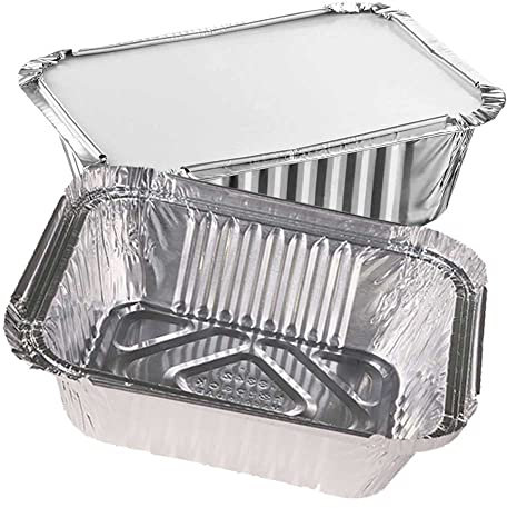 CafeTEq Aluminium Foil Food Trays (No 2) Containers Including Lids Perfect for Storage Freezing Roasting BBQ Meal Prep Takeaway (100)