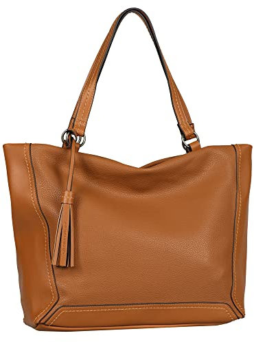 TOM TAILOR, ISA, Damen, Shopper mit Reisverschluss, L, Cognac