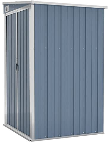 vidaXL Remise de Jardin Murale Hangar de Terrasse Abri de Jardin Maison de Stockage Meuble de Patio Extérieur Gris 118x100x178 cm Acier Galvanisé