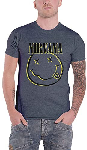 Nirvana T Shirt Inverse Smile Band Logo Official Unisex Sky Blue M