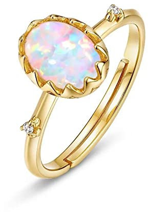 PAIHUIART Ring Ringe Damen Bijouterie Frauen Schmuck Oval Faux Opal Farbig Offener Ring Palaststil Luxus Anspruchsvoll Anwesend Hochzeit Damen Schmuck Größenverstellbar Weiß