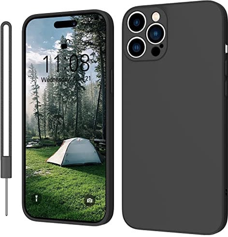 KPPIT iPhone 14 Pro Case Silicone, iPhone 14 Pro Protective Case,Ultra Slim Soft Gel Anti-Scratch,Microfiber Lining,Rubber Shockproof Case Cover iPhone 14 Pro Black [6.1 inch]
