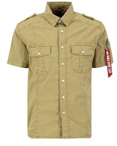 Alpha Industries Basic Shirt Slim S Hemd für Herren Sage-Green