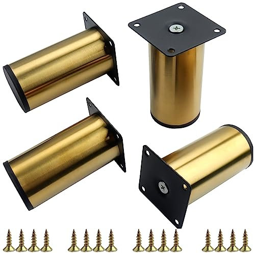 Roellgs Pieds de meubles ronds en métal avec vis de montage pour maison bureau lit établi (10 cm)