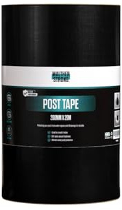 Walther Strong 200mm x 20m Post Tape. Wooden Fence Post Tape For Protection From Moisture And Rot. 50 Year Adhesive Tapes for Garden Posts. Weatherproof Sealant for Outdoor Use