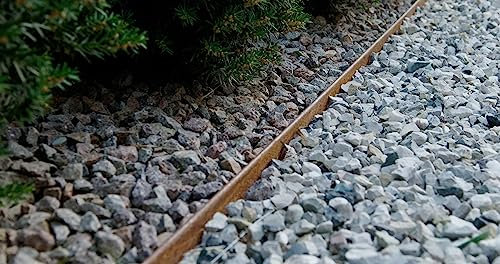 Bordura a giunzione in Acciaio COR-TEN spessore 1.2 mm con Bordo risvoltato a goccia e picchetti integrati - h. 90 mm - Confezione da 5 Metri