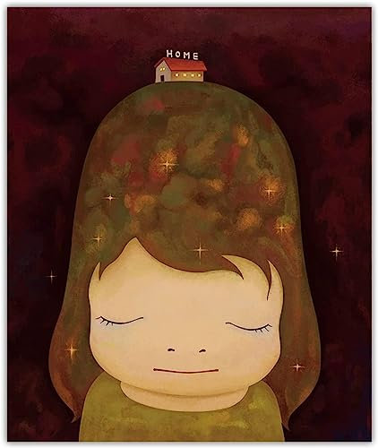 LVTFCO Yoshitomo Nara Poster《Home》Cartoon Wandkunst Kreative Leinwandmalerei Yoshitomo Nara Drucke Modern Für Wohnkultur Bilder 60x80cmx1 Kein Rahmen