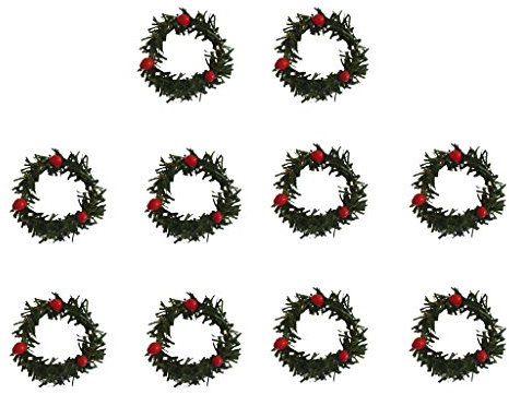 Mini-Kranz für Weihnachten, Grün, 4 cm Durchmesser, Weihnachtsdekoration, Weihnachtsbaumschmuck, 10 Stück