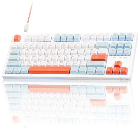 KEMOVE K87SE TKL Mechanische Gaming-Tastatur, Rote Schalter, LED-Hintergrundbeleuchtung, US QWERTY Layout, 75% Kabelgebundene Tastatur, Programmierbare Tasten, NKRO, Abnehmbares USB-C Kabel