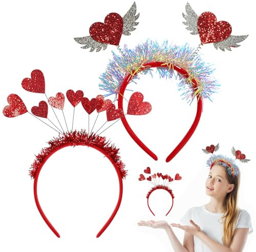 KERANEET Herz Haarreif Rot Amor Haarreif Herz Stirnband Herz Blink Stirnband Herz Amor Kostüm Damen Herz Haarschmuck Foto Requisiten für Kinder & Erwachsene Fasching Karneval Kostüm Party