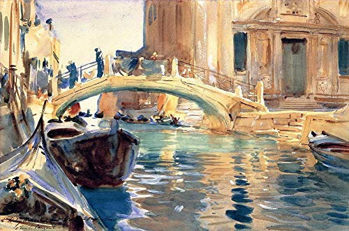 Toperfect Ölgemälde handgefertigt €50-€2000 von Hochschullehrern, Ponte San Giuseppe di Castello, John Singer Sargent, Venedig, Aquarell-Stil, Wandkunst auf Leinwand, handgemalte berühmte Gemälde -1