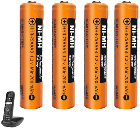 4 Pack 1.2V 700mAh NI-MH Rechargeable AAA Battery for Gigaset BT Cordless Phones, Rechargeable AAA Batteries for Panasonic
