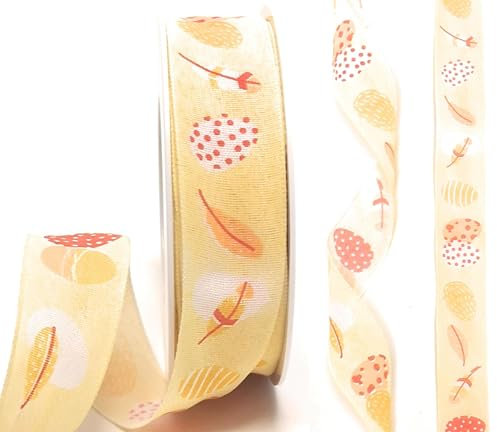 s.dekoda Schleifenband 20m x 25mm Gelb Ostern Osterei Ei Feder Osterband Dekoband [D51427]