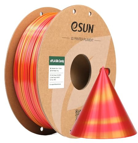 eSUN Silk Candy PLA Filament 1.75mm, Silky Multicolored 3D Drucker Filament PLA, Gradient Changing 1KG Spule (2.2 LBS) für 3D Drucker, Rot Gold Blau