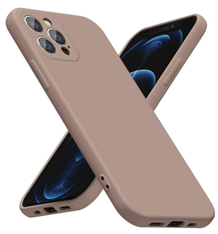 LoeoeL for iPhone 12 Pro Max Phone Case Silicone, Minimalist Ultra Thin Slim Soft Rubber Gel Solid Color Matte TPU Cute Case for Women Men, Girly Plain Aesthetic Design & Camera Cover, Brown Fall
