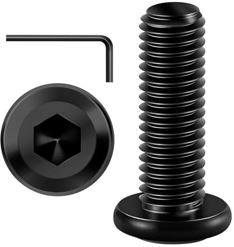 20 Pezzi Viti M6x25 a Testa Piatta Con Esagono Incassato - Acciaio Inox A2 V2A, Ossido Nero, Filettatura Completa - Con Chiave a Brugola