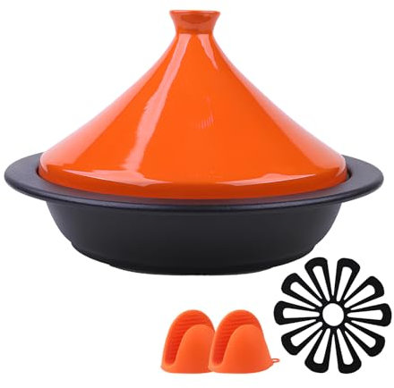 DYHQQ Pot À Tajine en Fonte Émaillée Tajine en Céramique Marmite avec Couvercle en Céramique, pour Cocotte À Ragoût À La Mijoteuse